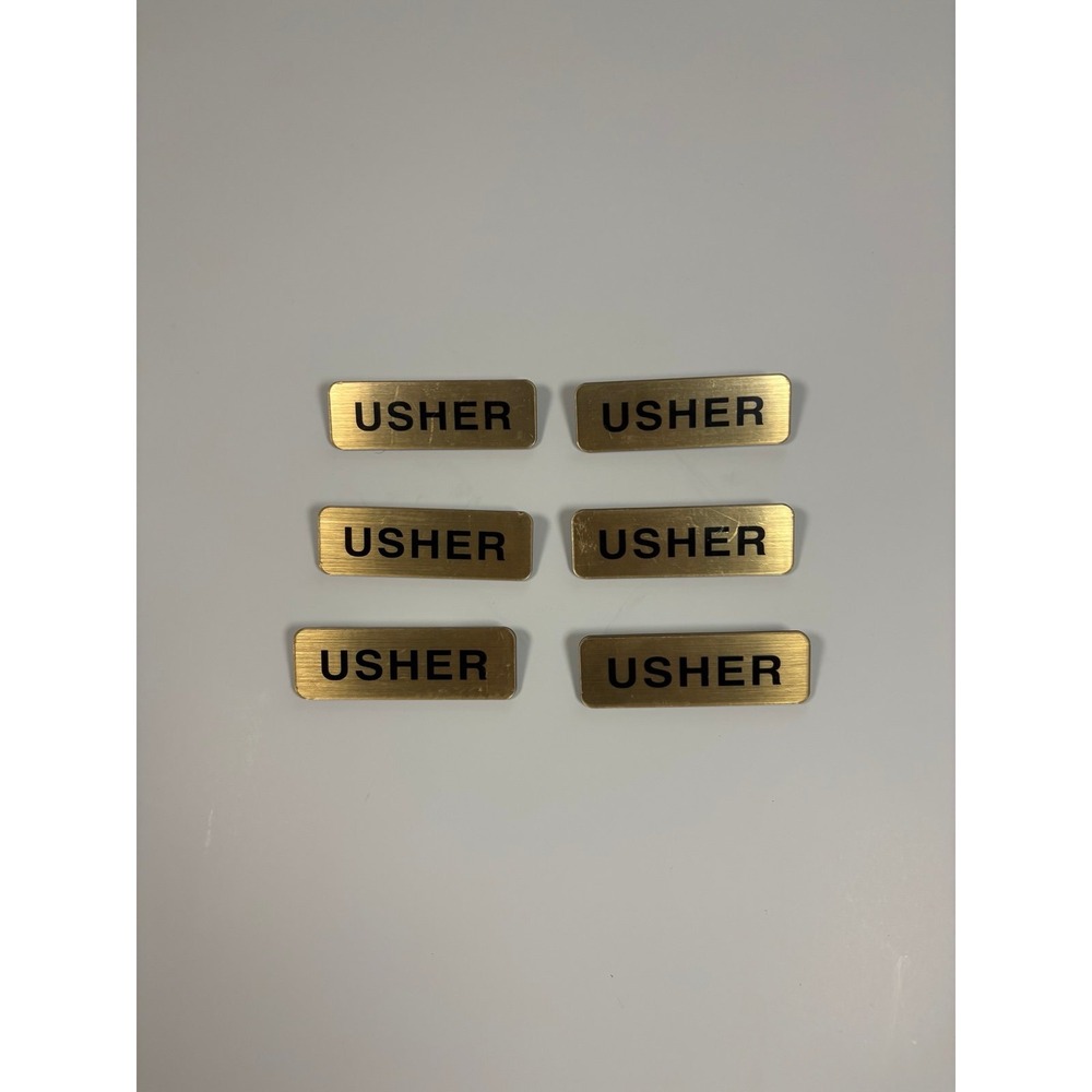 New - (6) Pack Usher Badges (pin on)